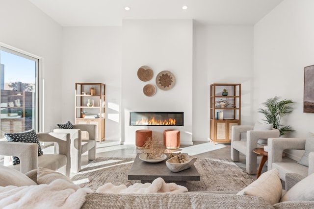 view of tiled living room