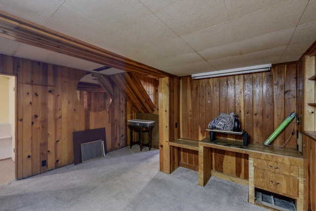 interior space with wood walls