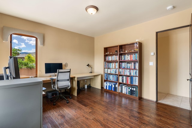 office featuring dark wood-type flooring