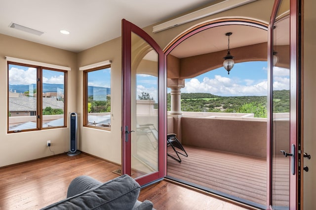 entryway with hardwood / wood-style floors