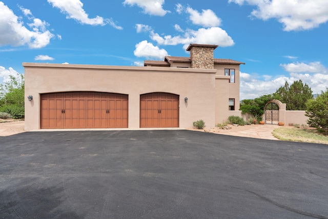 exterior space with a garage