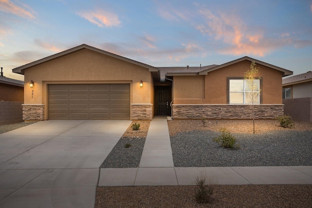 view of front of home with a garage