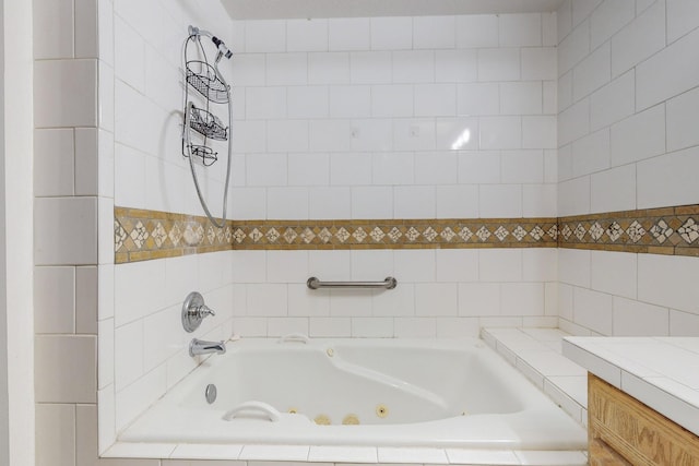 bathroom featuring tiled bath