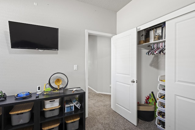 bedroom featuring a closet and carpet