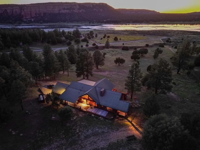 birds eye view of property featuring a mountain view