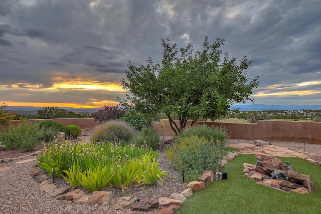 view of yard at dusk