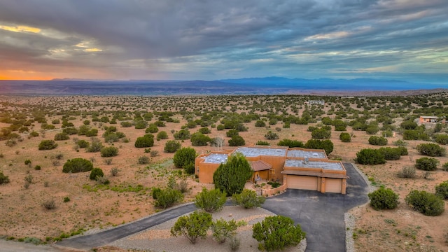 view of aerial view at dusk