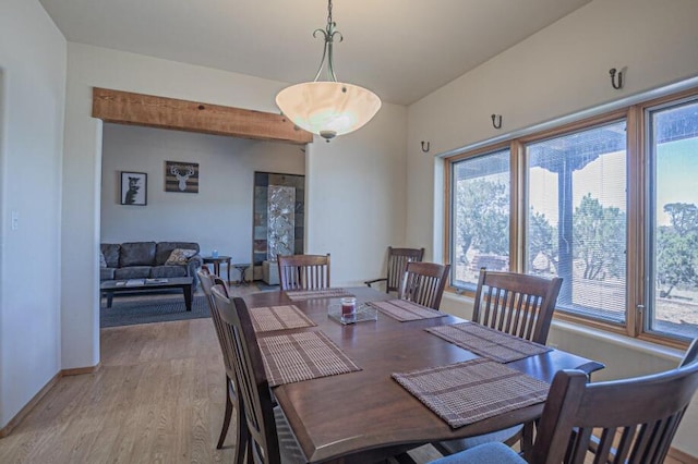 dining area with light hardwood / wood-style flooring