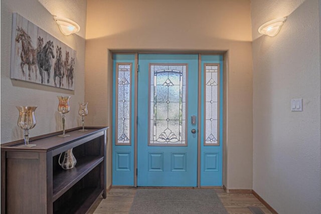 foyer entrance with wood-type flooring