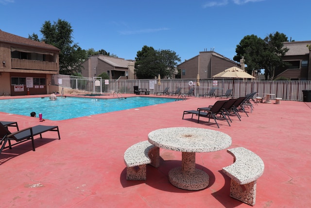 view of pool featuring a patio area