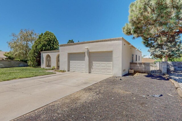 exterior space with a garage