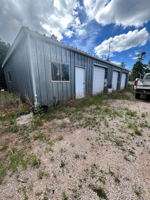 exterior space featuring a garage