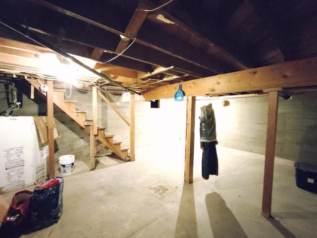 basement featuring water heater