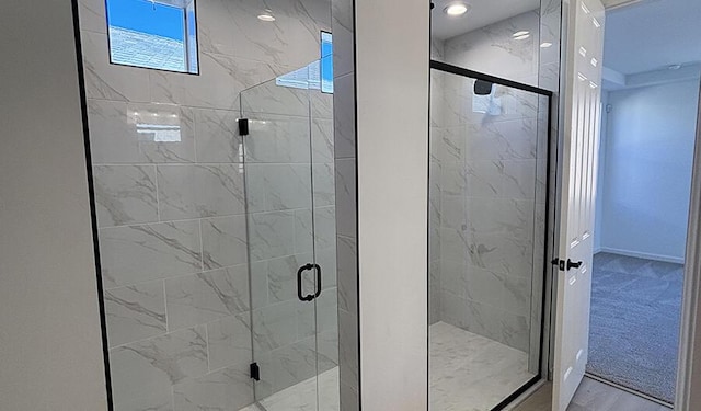 full bathroom with a stall shower