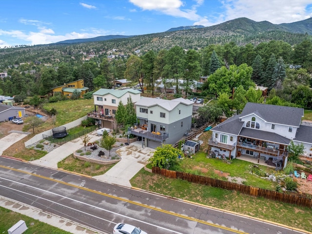 aerial view featuring a mountain view