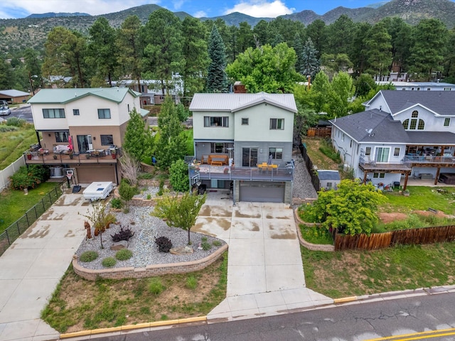 aerial view with a mountain view