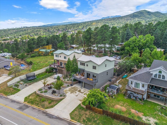 aerial view with a mountain view