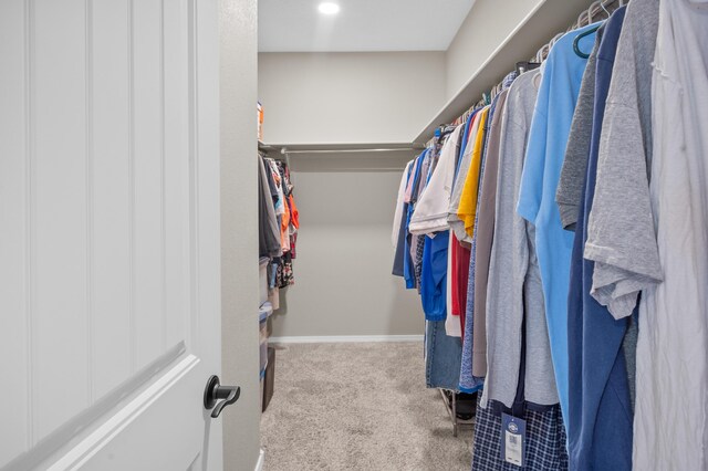 spacious closet with light colored carpet