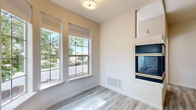 unfurnished living room featuring light hardwood / wood-style flooring and a healthy amount of sunlight