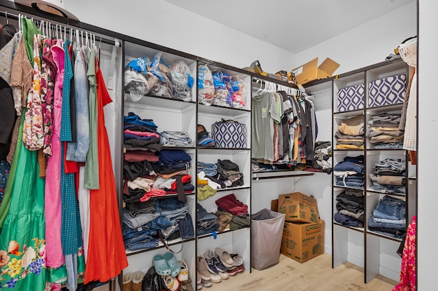 spacious closet with wood finished floors