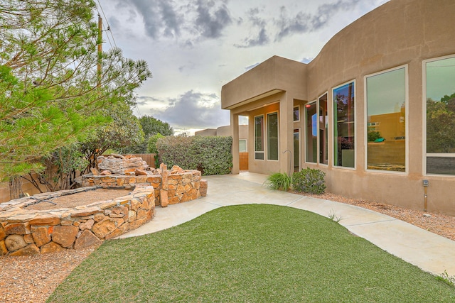 view of yard with a patio area and fence