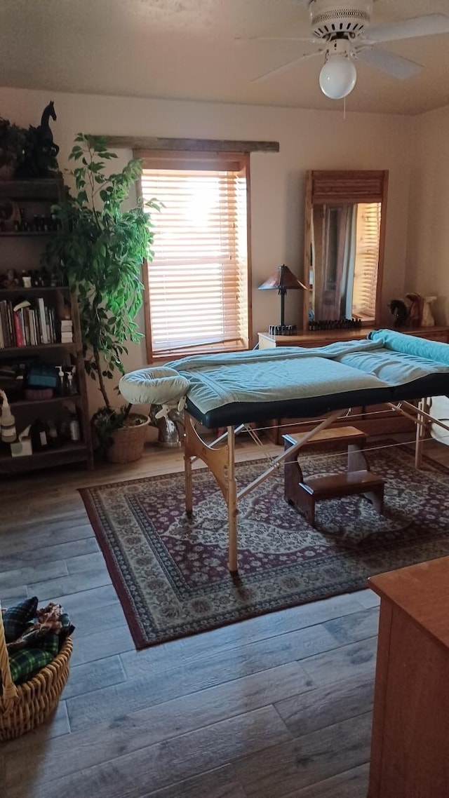 57 Edmundo Rd, Belen, NM 87002 - rec room featuring hardwood / wood-style floors and ceiling fan
