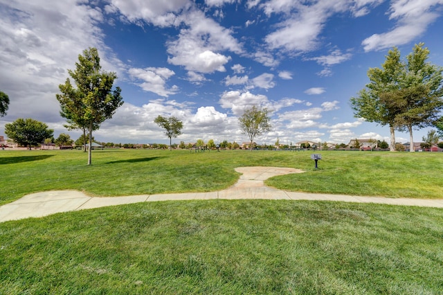 view of home's community with a yard