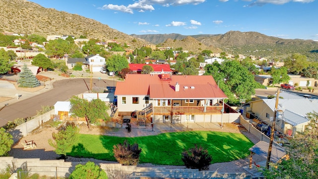 aerial view with a residential view and a mountain view