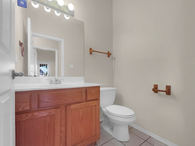 bathroom featuring tile patterned floors, toilet, and vanity