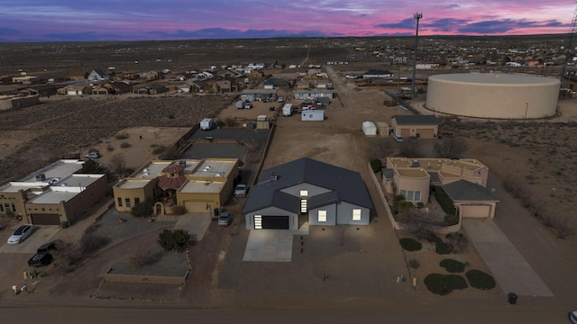 view of aerial view at dusk