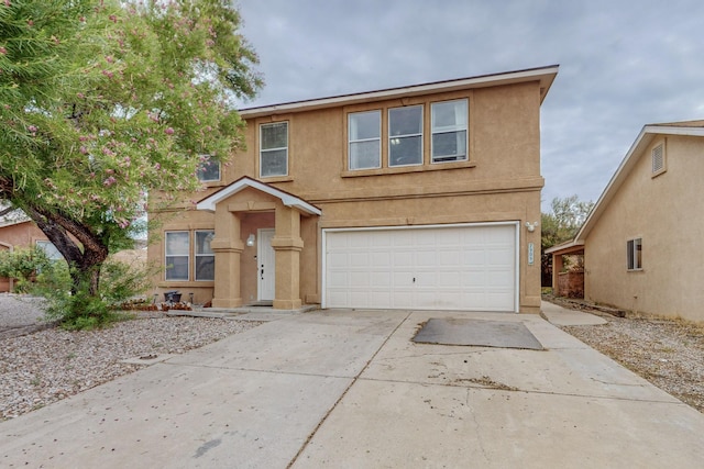 view of front property with a garage