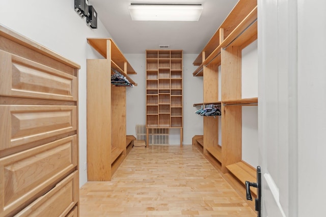 spacious closet with light wood-style flooring