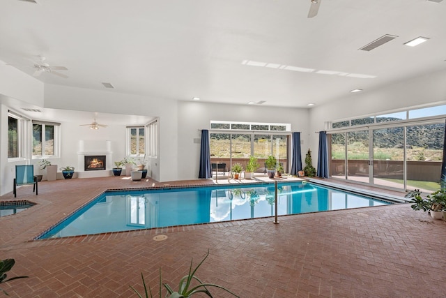 pool with a ceiling fan