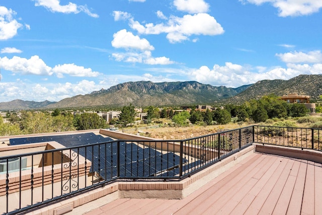 deck with a mountain view