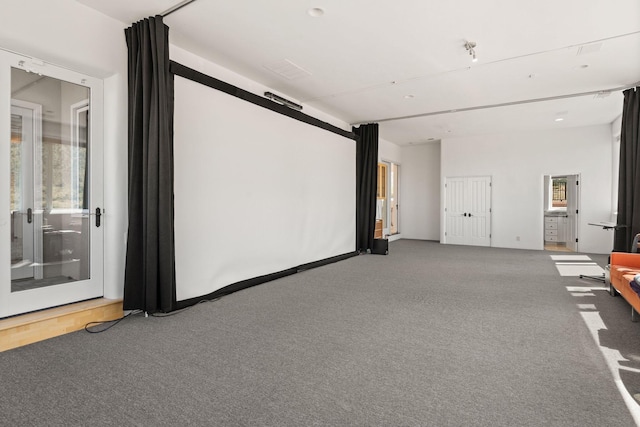 view of carpeted home theater