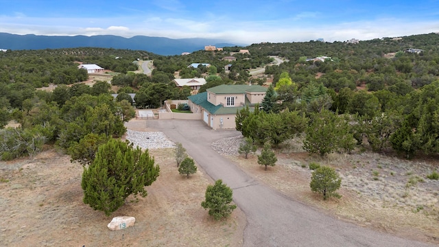 aerial view with a mountain view