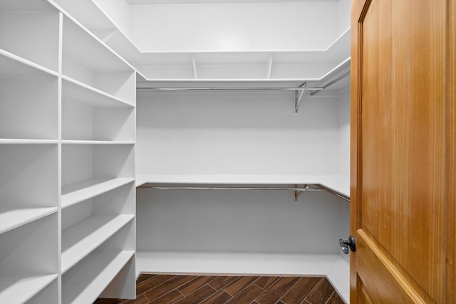 walk in closet featuring wood-type flooring