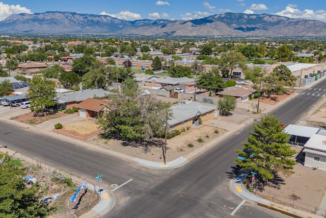 bird's eye view with a mountain view