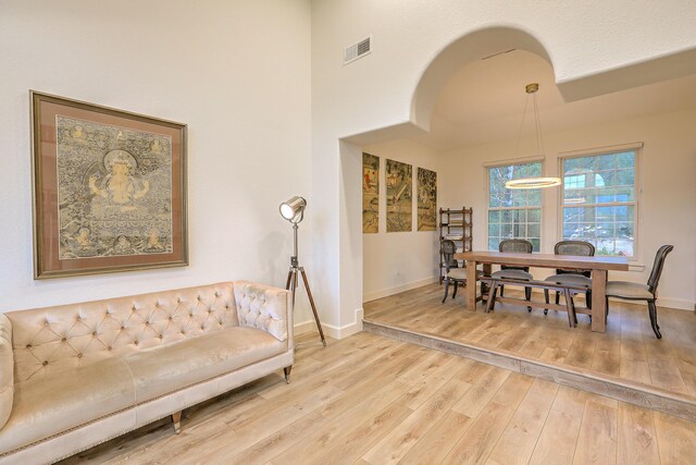 living room with hardwood / wood-style floors