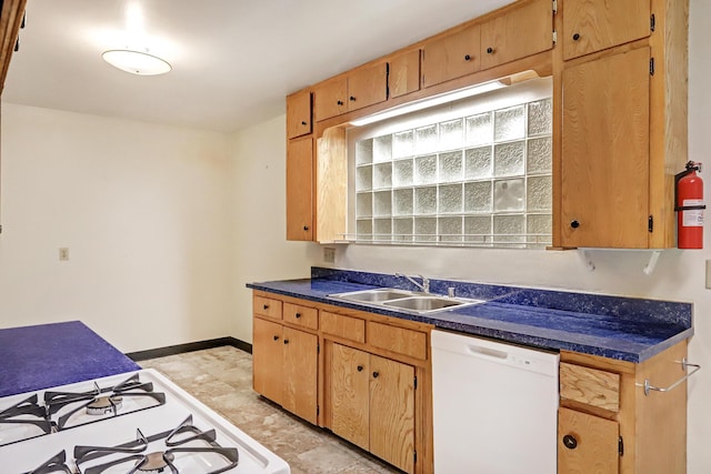 kitchen with white appliances and sink