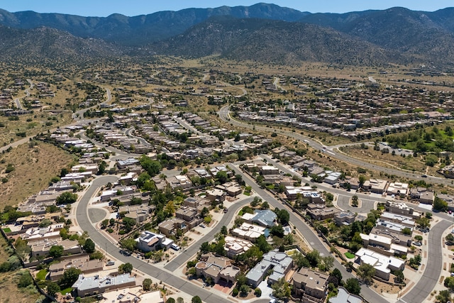 drone / aerial view featuring a mountain view