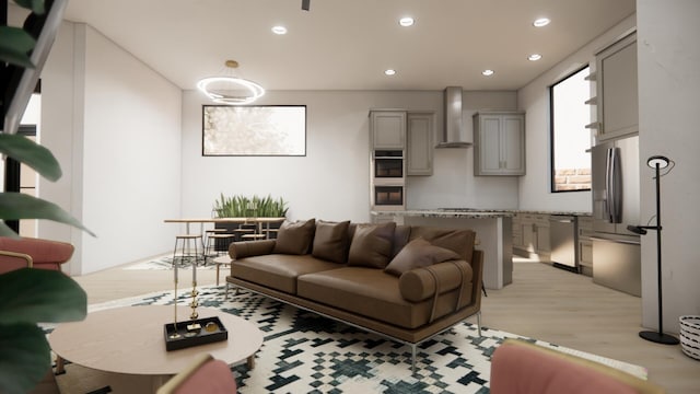 living room with light wood-type flooring