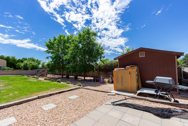 view of yard with a playground