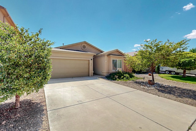 single story home with a garage