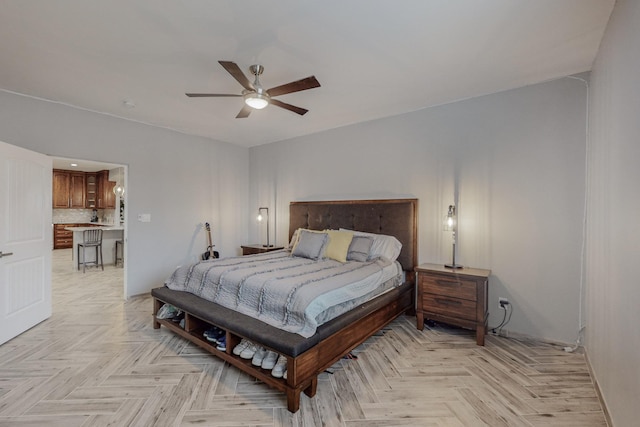 bedroom with a ceiling fan