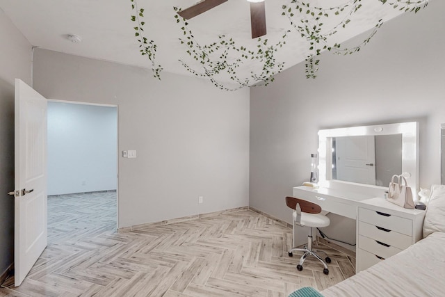 interior space featuring a ceiling fan