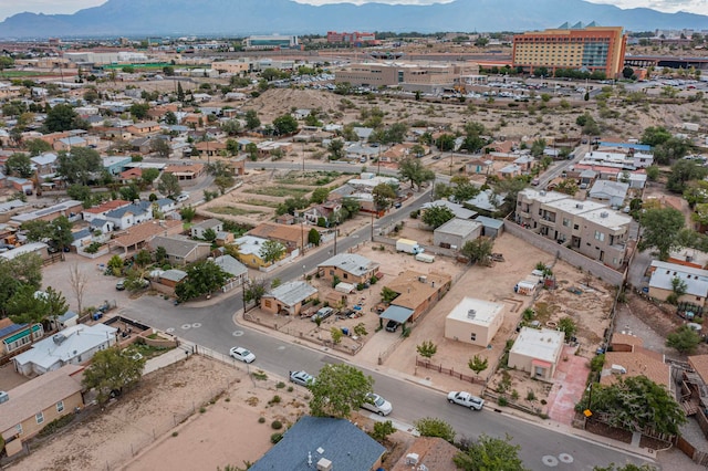 drone / aerial view with a mountain view