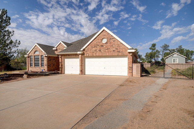 view of front of property with a garage