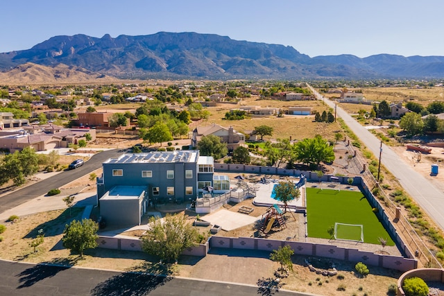 bird's eye view with a mountain view