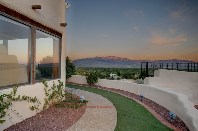 exterior space featuring a mountain view